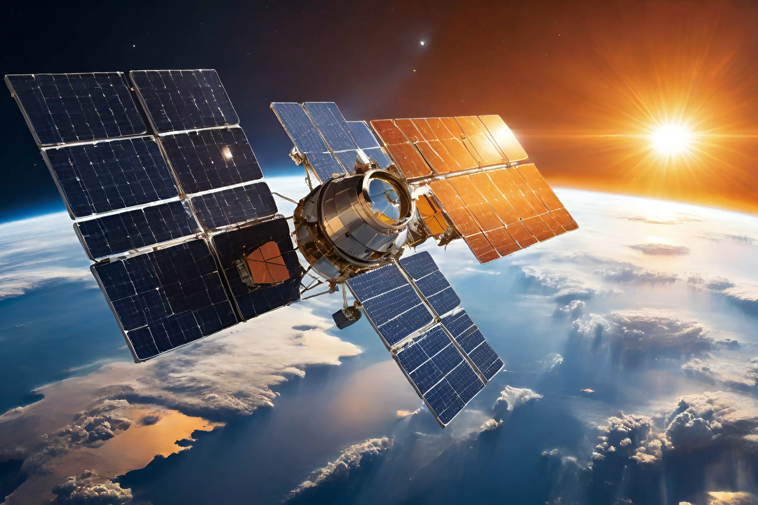 photo of a satellite with extended solar paddles