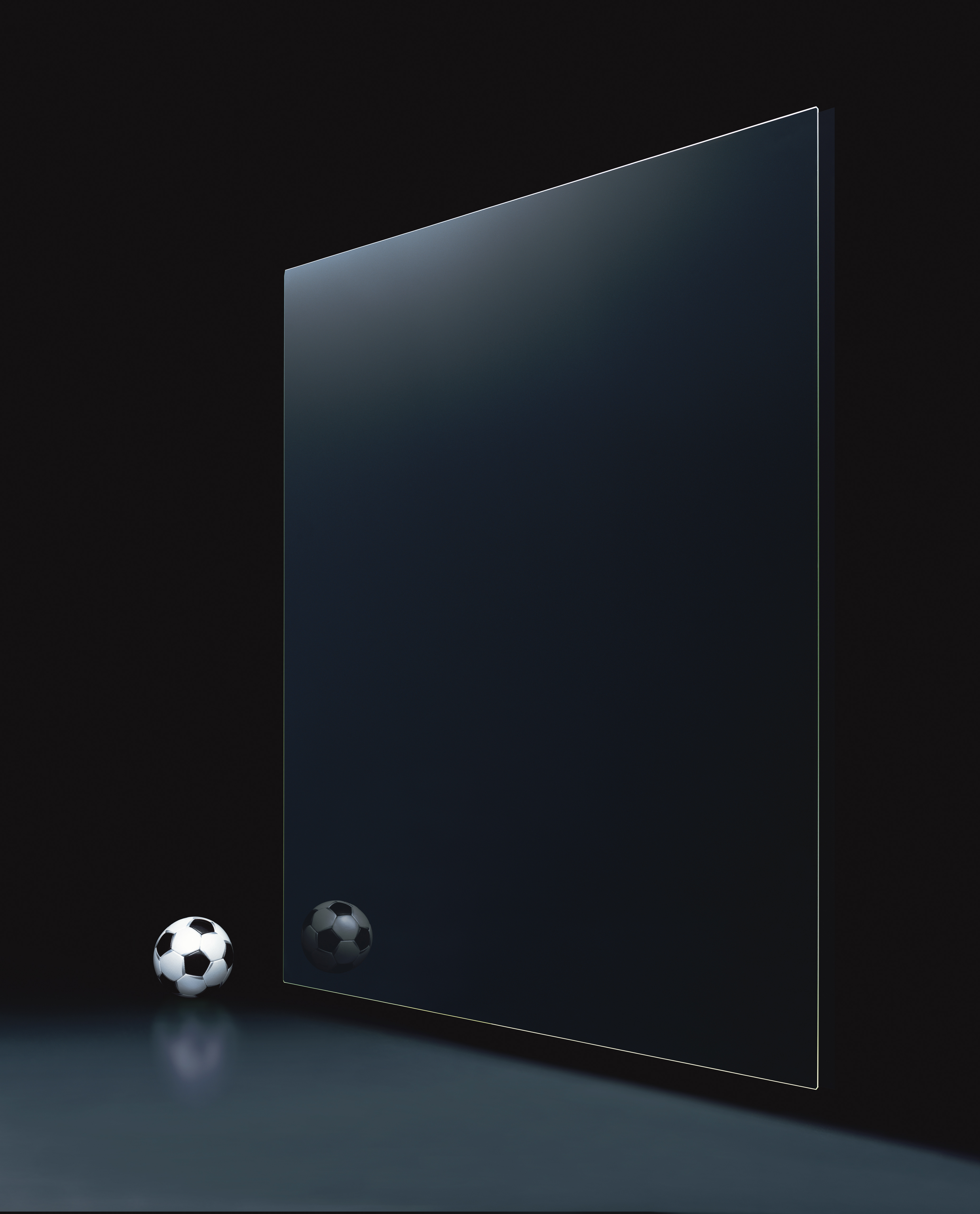 Comparison of large LCD substrate glass and a soccer ball