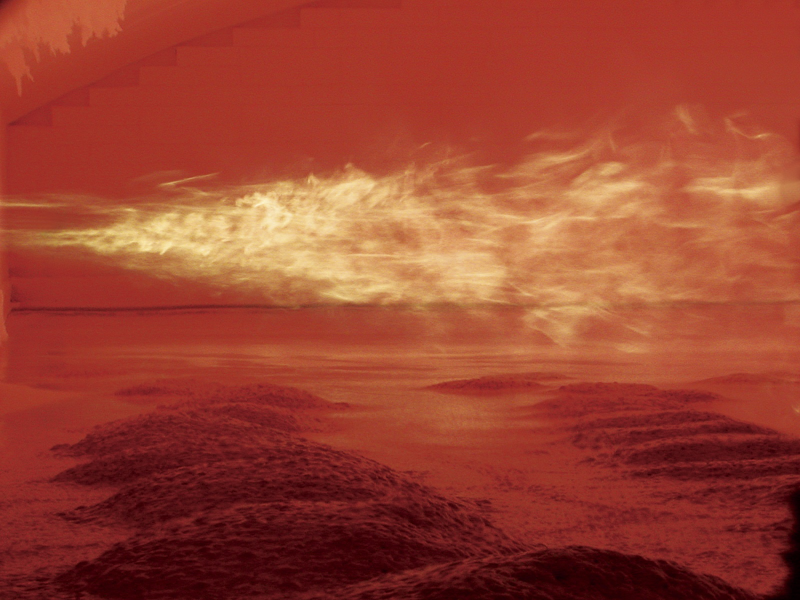 Inside a glass melting furnace